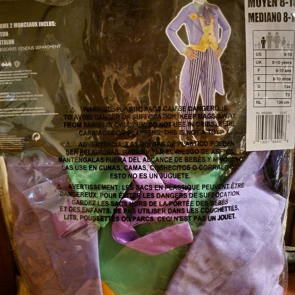 Child's Villain Costume - Purple and Yellow - Picture 2 of 2